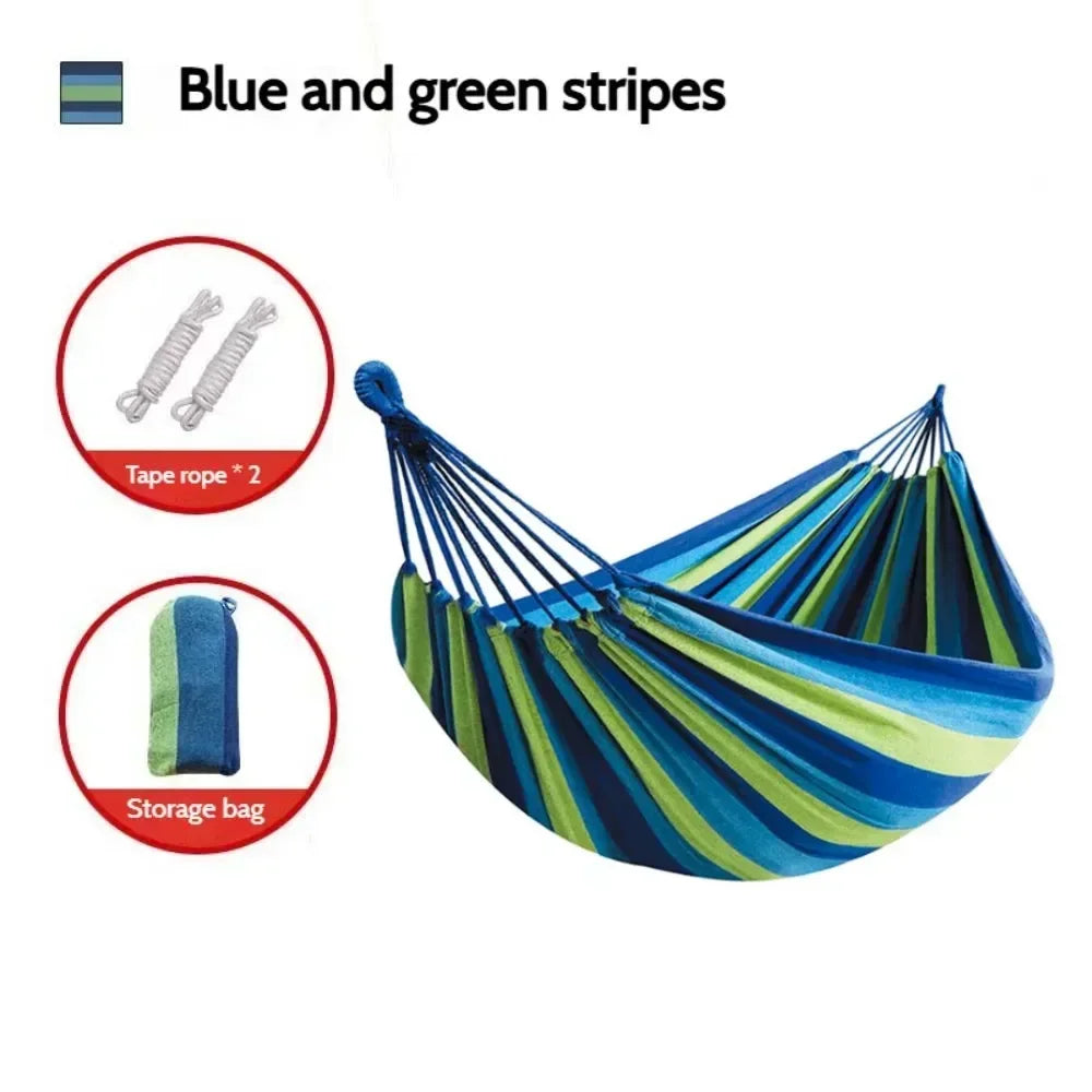 Outdoor Hammock: Thick Canvas Hammock - Durable Portable Camping Swing Bed