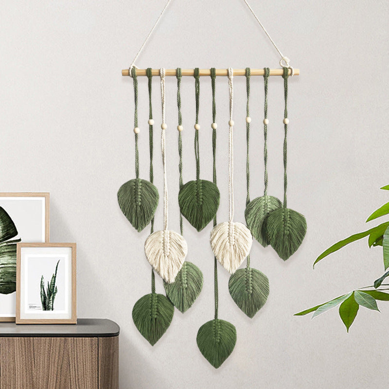 Decorative Artificial Plant Leaf Tapestry - Handmade Wall Hanging