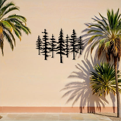 Black Metal Pine Forest Wall Art - Modern Farmhouse Decor