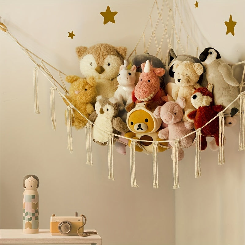 Stuffed Animal Hammock: Bohemian Mesh for Daycare Decor