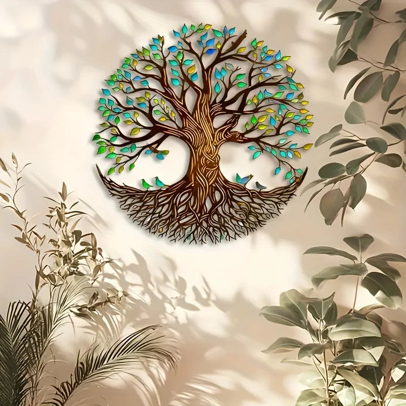 1pc Tree of Life Metal Wall Sculpture, Art Deco Style Iron Wall Hanging Decor for Home, Patio, Balcony - Ideal for Wedding