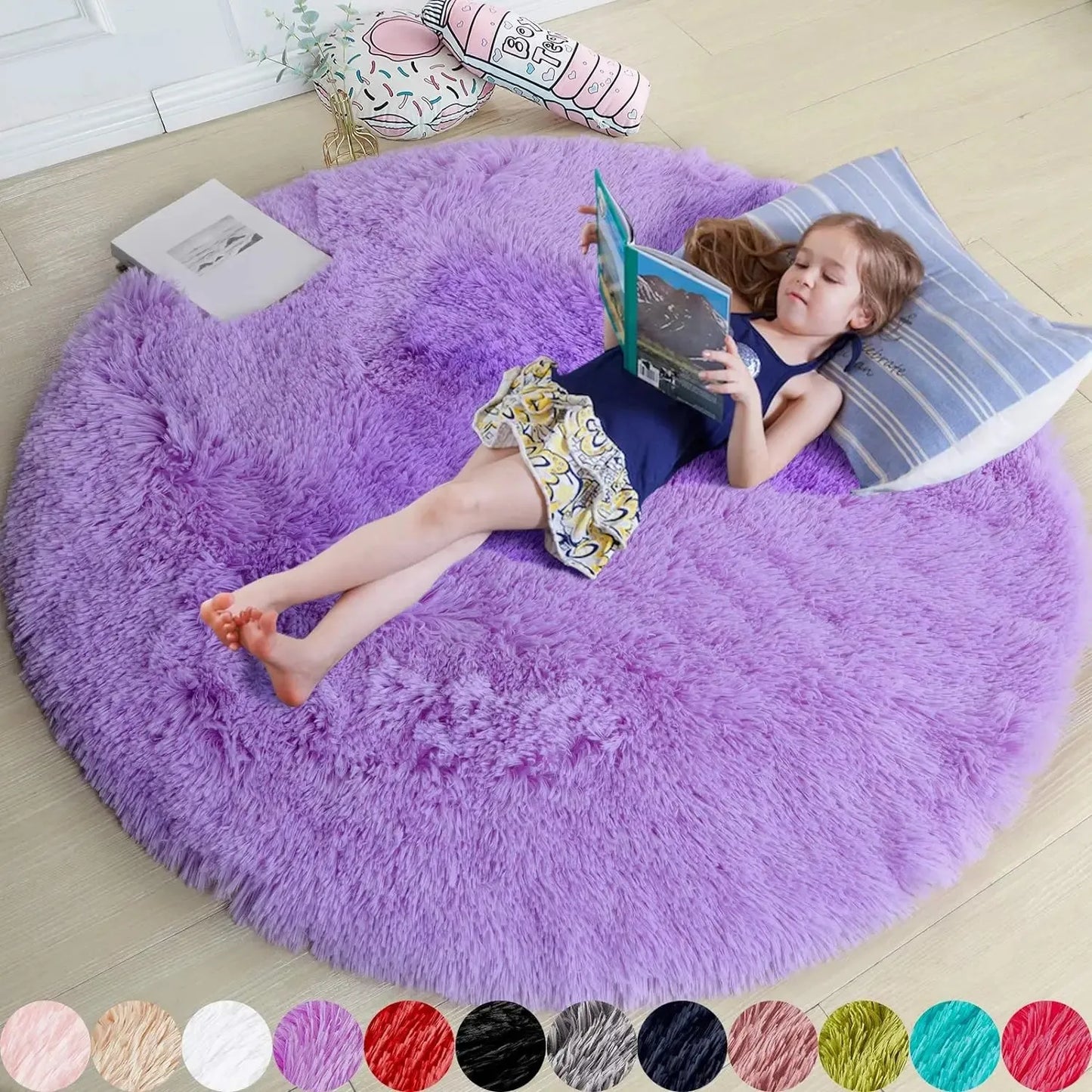 Round Outdoor Rug - Fluffy Shaggy Carpet