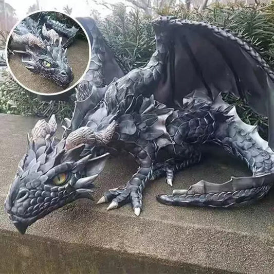 Resin Dragon Sculpture - Gothic Garden Guardian
