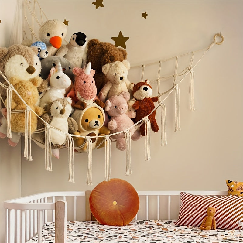 Stuffed Animal Hammock: Bohemian Mesh for Daycare Decor