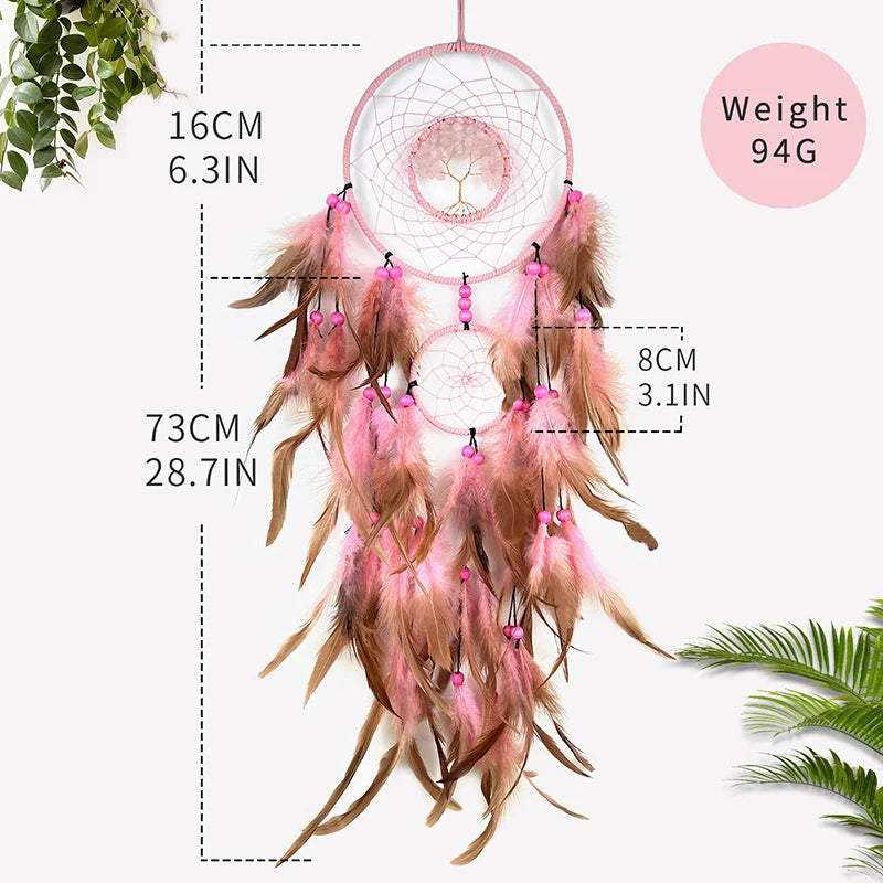 Dream Catcher Living Room Hanging Ornaments Crystal Tree of Life Hand-woven Wind Chimes Birthday Festival Gifts Home Decorations