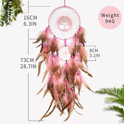 Dream Catcher Living Room Hanging Ornaments Crystal Tree of Life Hand-woven Wind Chimes Birthday Festival Gifts Home Decorations
