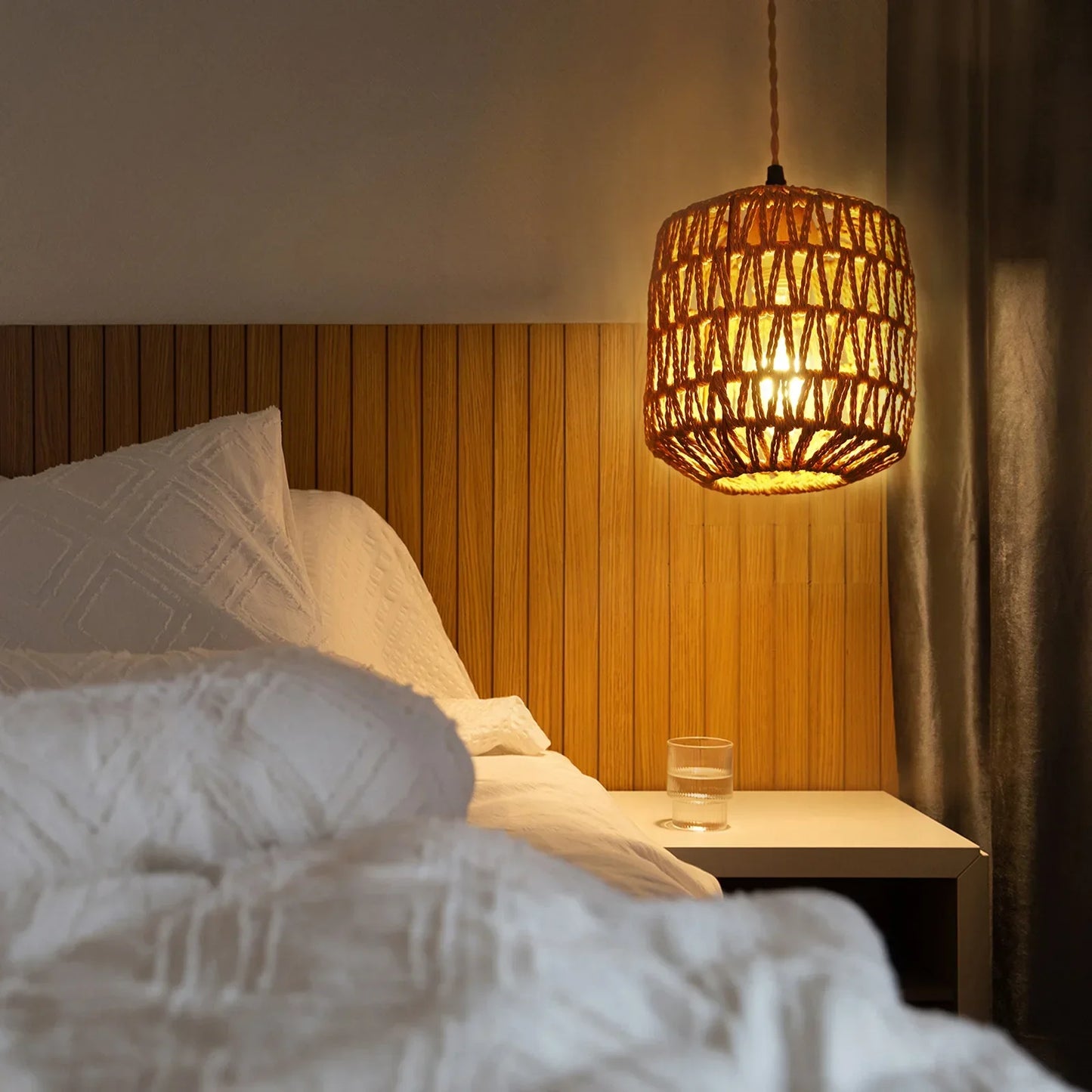 Led Rattan Wall Lamp Woven Light Bedside Lamps E27 Retro Hemp Rope Lights Interior Decoration Fixtures