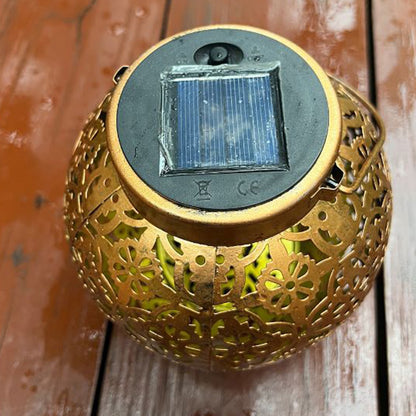 Solar Iron Lantern: Outdoor Garden Hanging Light