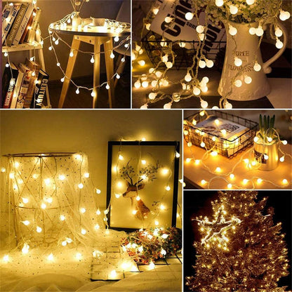 LED Ball Wreath String Lights - USB/Battery Powered