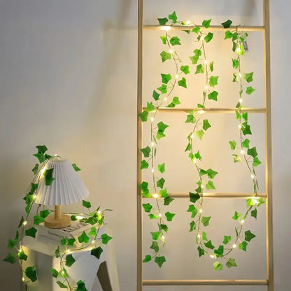 Solar Powered LED Ivy Leaf Fake Plants String Lights 8 Modes Green Vine Fairy Lamp for Outdoor Balcony Garden Courtyard Decor