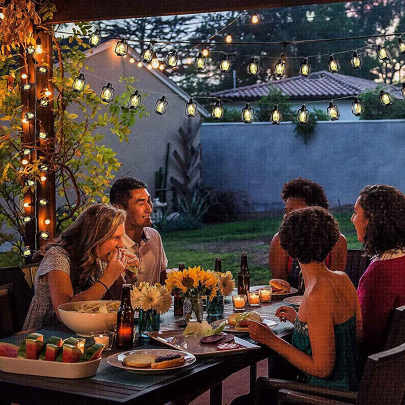 String Lights: LED Lantern String Lights - Mini Kerosene Lamp for Patio
