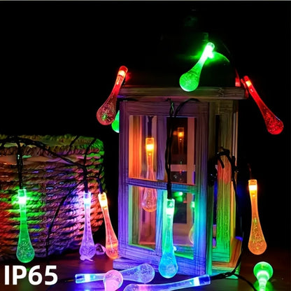 1PC 20/30/50/100LED Solar Water Drop LED String Lights - Waterproof Outdoor Fairy Lights for Garden Patio Wedding Party