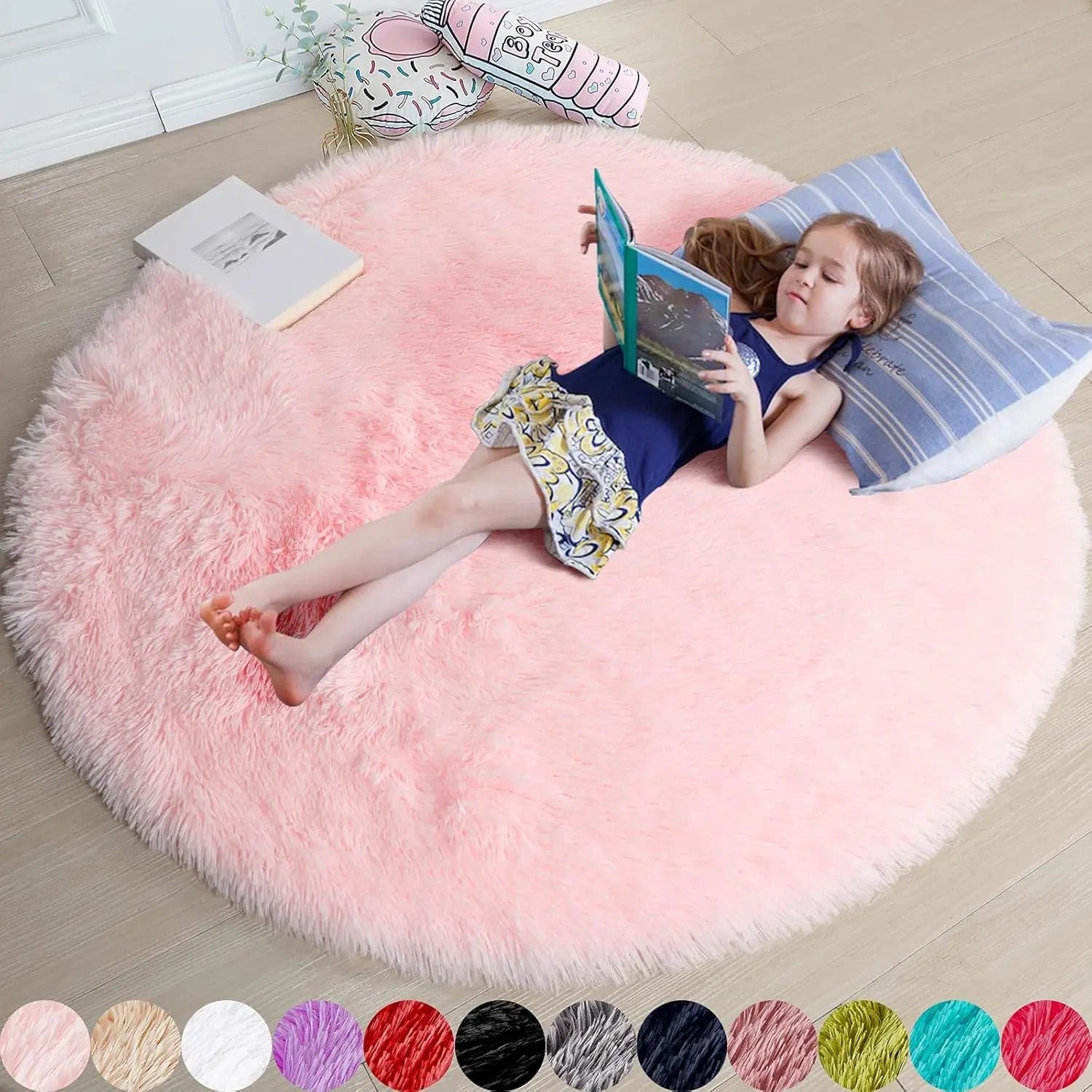 Round Outdoor Rug - Fluffy Shaggy Carpet