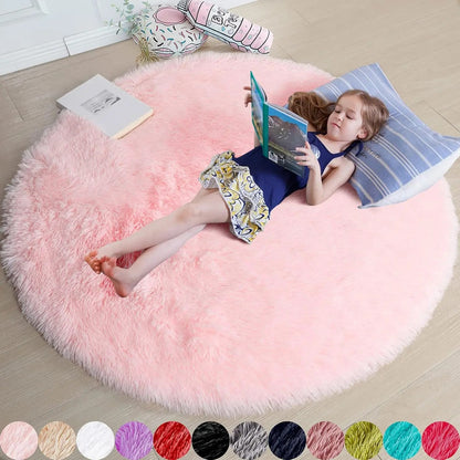 Round Outdoor Rug - Fluffy Shaggy Carpet