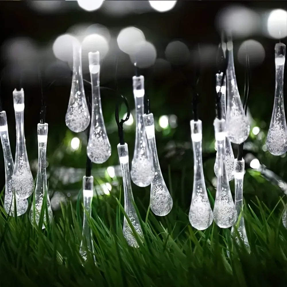 1PC 20/30/50/100LED Solar Water Drop LED String Lights - Waterproof Outdoor Fairy Lights for Garden Patio Wedding Party