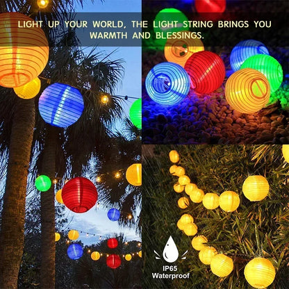 Solar Lantern String Lights Waterproof Outdoor LED Garland Fairy Light Patio Garden Decoration Light for Christmas Wedding Party