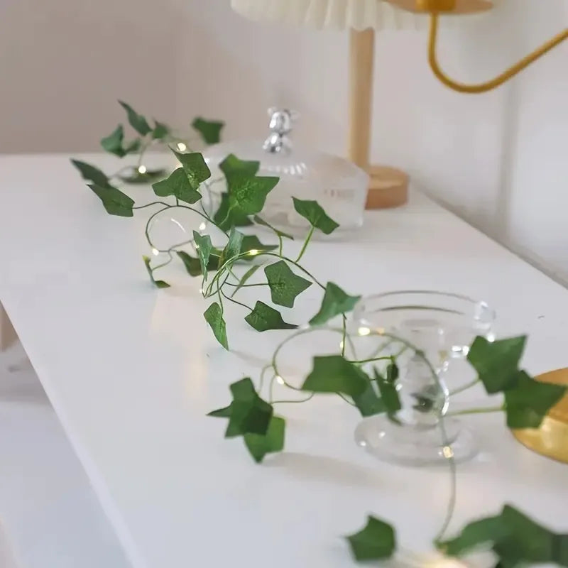 Solar Powered LED Ivy Leaf Fake Plants String Lights 8 Modes Green Vine Fairy Lamp for Outdoor Balcony Garden Courtyard Decor