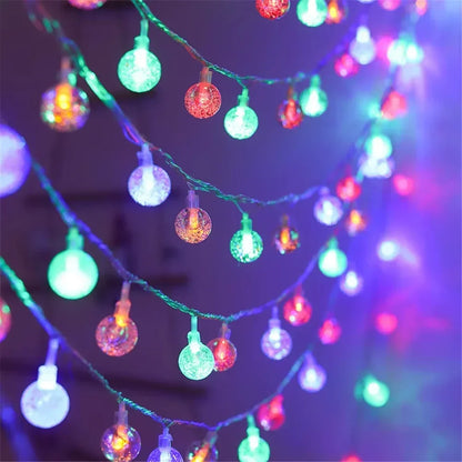 String Lights: LED Crystal Ball String Lights - 8 Modes, Waterproof, Battery