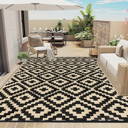 Bohemian Beach Mat: Waterproof Reversible Outdoor Carpet