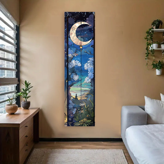 Landscape Vertical Banner Moon Tapestry Tree of Life Floral Starry Night Wall Decoration Aesthetic Tapestry Home Decor
