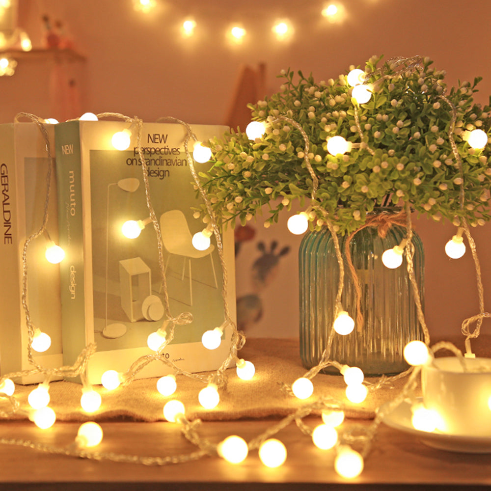 LED Ball Wreath String Lights - USB/Battery Powered