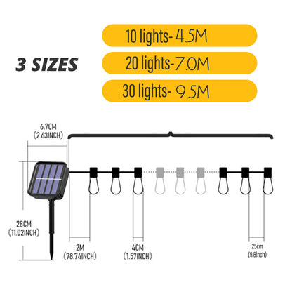 Solar String Lights - LED Waterproof Edison Bulbs