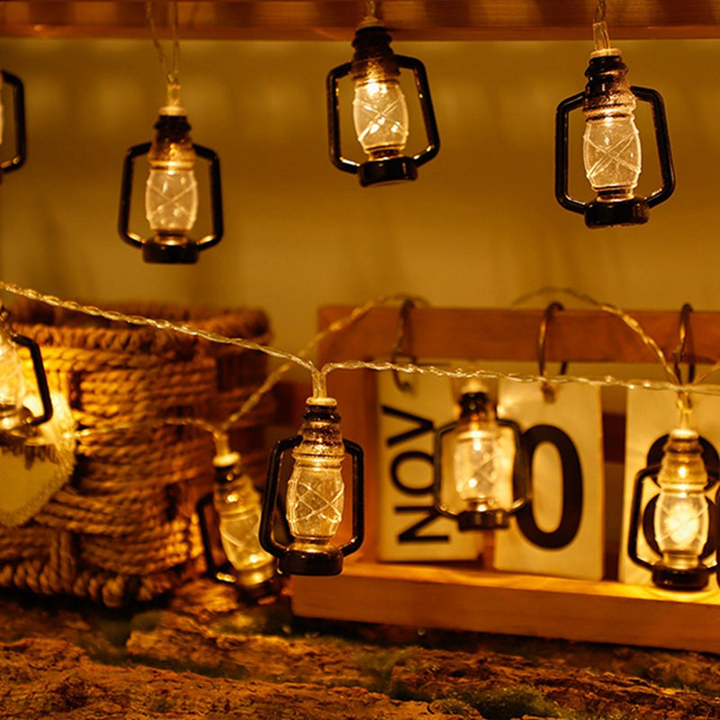 String Lights: LED Lantern String Lights - Mini Kerosene Lamp for Patio