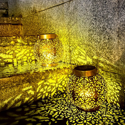 Solar Iron Lantern: Outdoor Garden Hanging Light