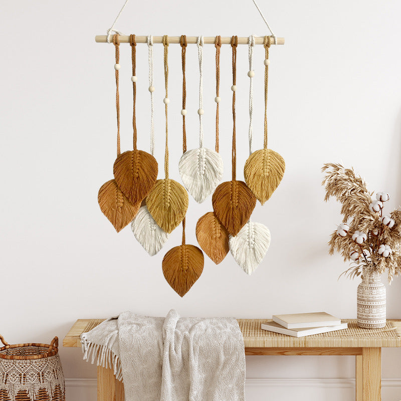 Decorative Artificial Plant Leaf Tapestry - Handmade Wall Hanging