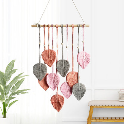 Decorative Artificial Plant Leaf Tapestry - Handmade Wall Hanging