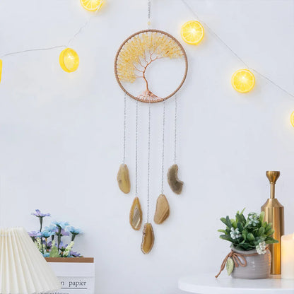 7 Chakra Tree of Life  Moon Dream catchers Crystal Stone Rainbow  Natural Gemstones Suncatcher Hanging Home Room Wall Decoration