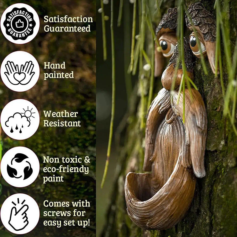 Funny Old Man Tree Face Hugger Garden Art