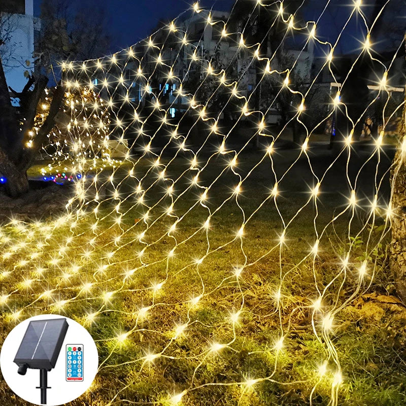 Solar or EU Plug Led Light Outdoor 3*2m Waterproof Lights Solar Panel Net Garland Garden Fairy Lawn Street Decoration Lamp