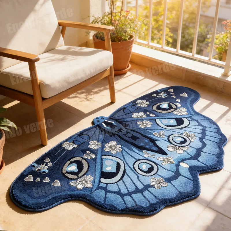 Irregular Shape Carpets for Living Room Butterfly Pattern Bedroom Decor Plush Carpet Home Fluffy Soft Floor Mat Thick Lounge Rug