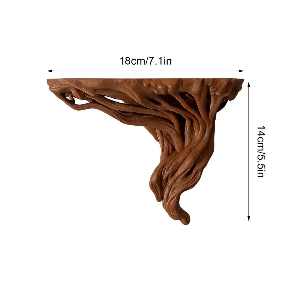 Tree Root Shaped Wall Rack Bohemian Style Wall Decoration Rustic Tree Root Corner Display Storage Shelves for Home Decor