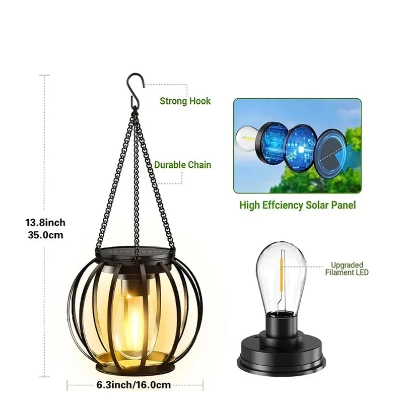 Outdoor Solar Lights Lantern: Decorative Waterproof Hanging