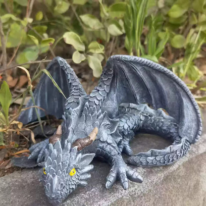 Resin Dragon Sculpture - Gothic Garden Guardian