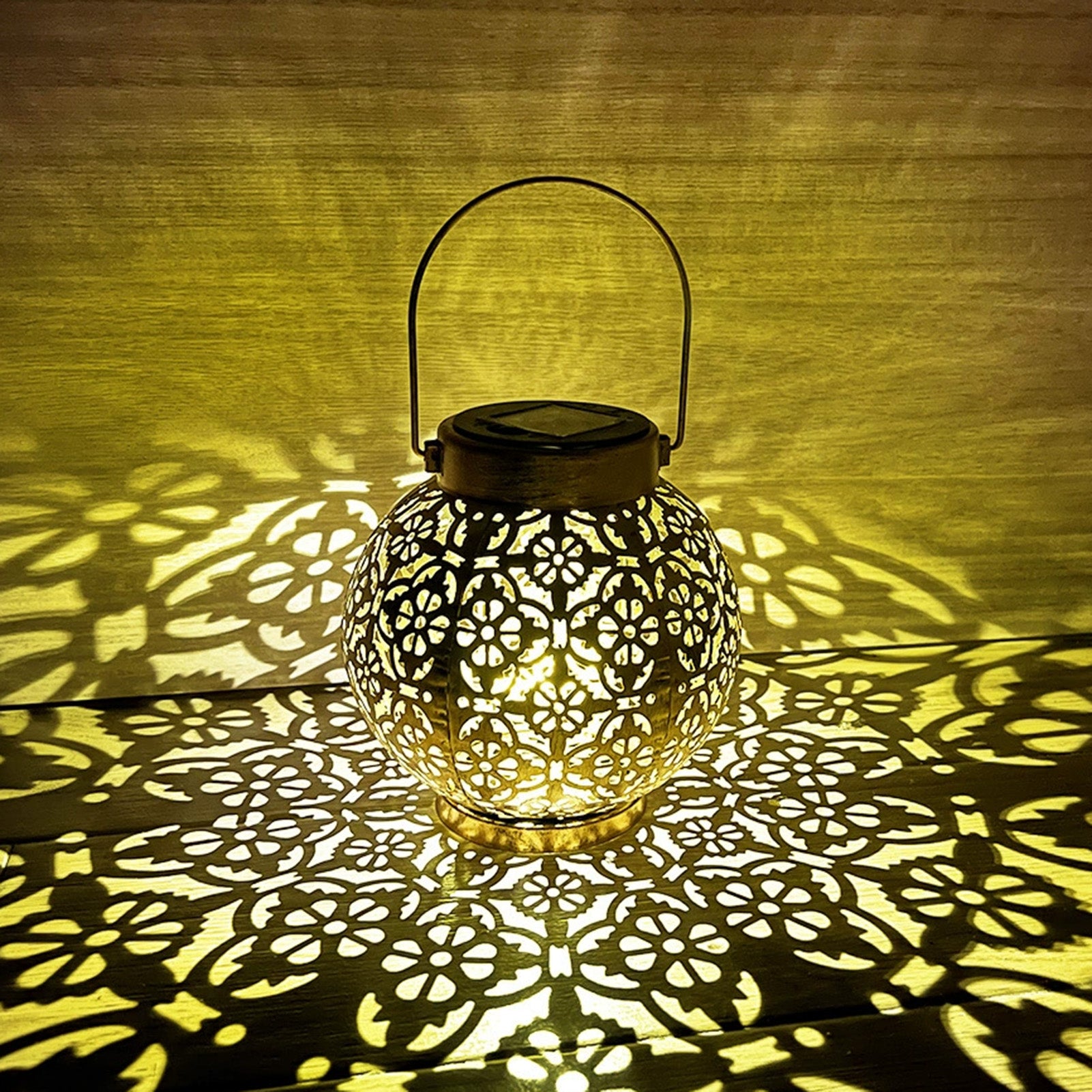 Solar Iron Lantern: Outdoor Garden Hanging Light