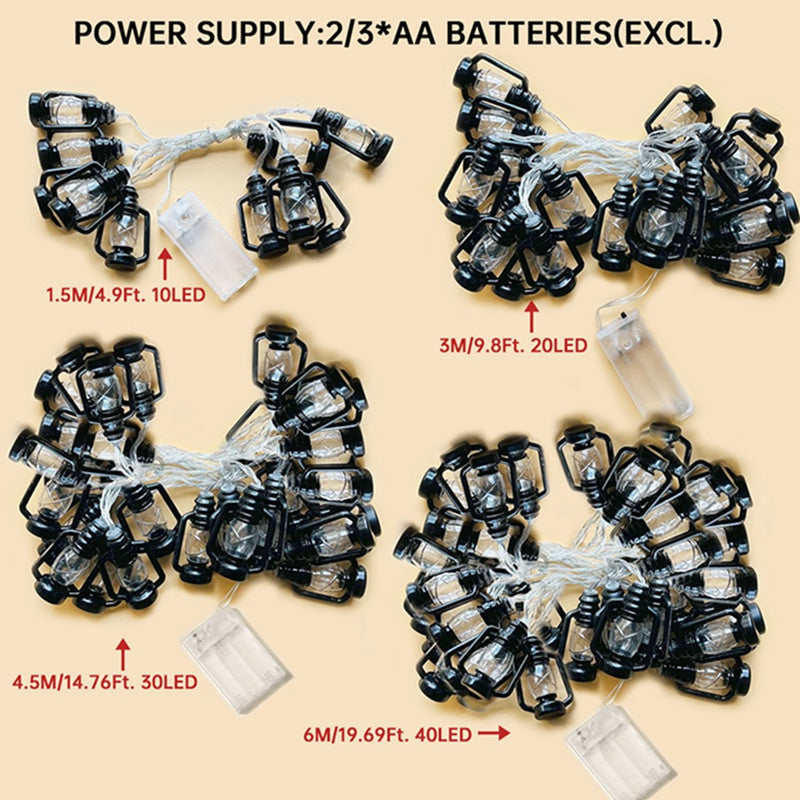 String Lights: LED Lantern String Lights - Mini Kerosene Lamp for Patio