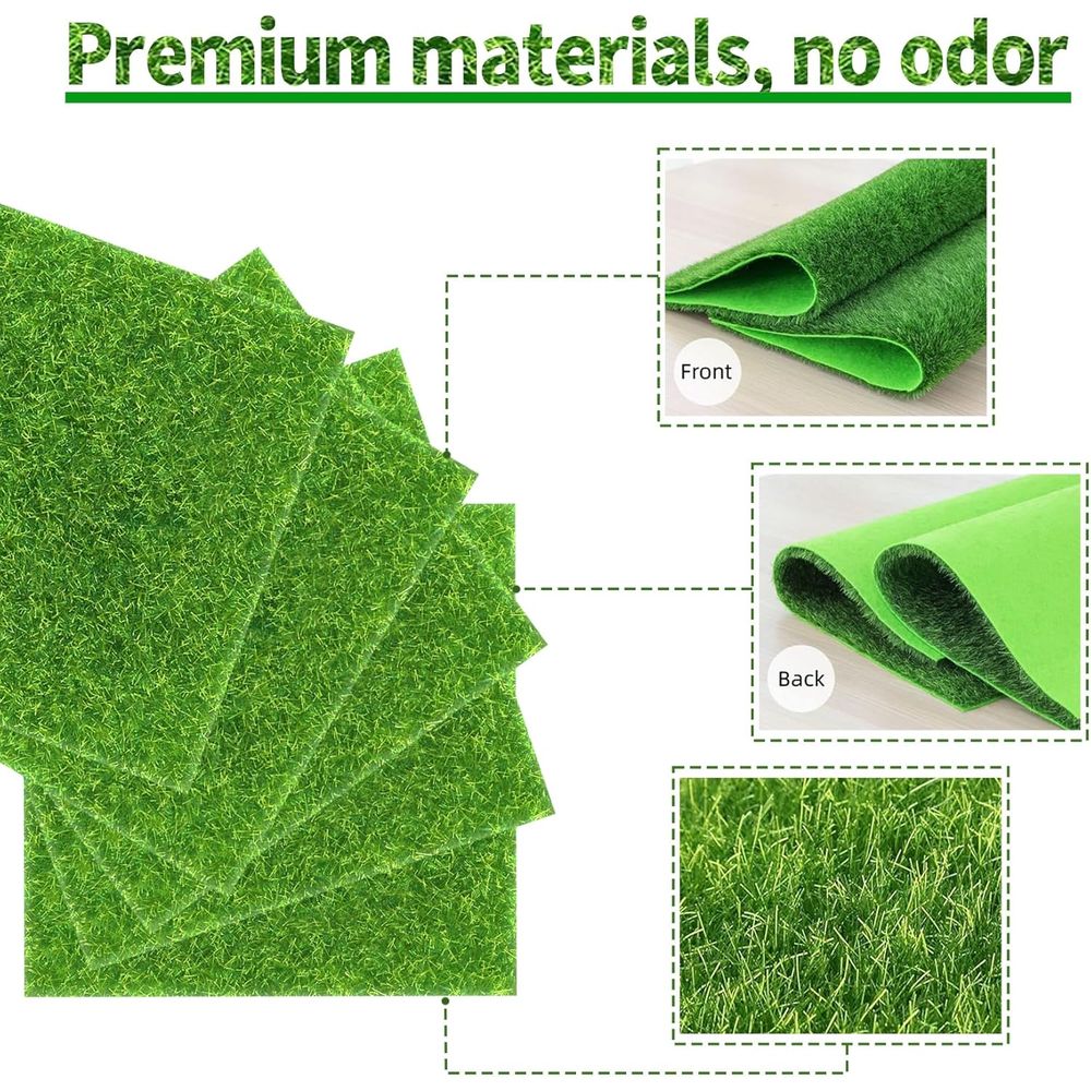 Artificial Grass Squares 6x6" - DIY Mini Garden Decor