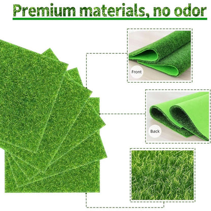 Artificial Grass Squares 6x6" - DIY Mini Garden Decor